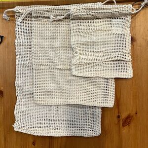 Creative Co-Op Cotton Set of 3 String Bags in Cream